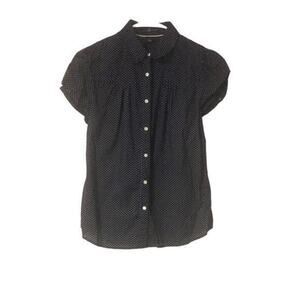 Gap Womens Short Puff Sleeve Button Down‎ Shirt Polka Dots Small 100% Cotton